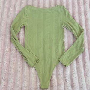 Free People Tan Long Sleeve Bodysuit